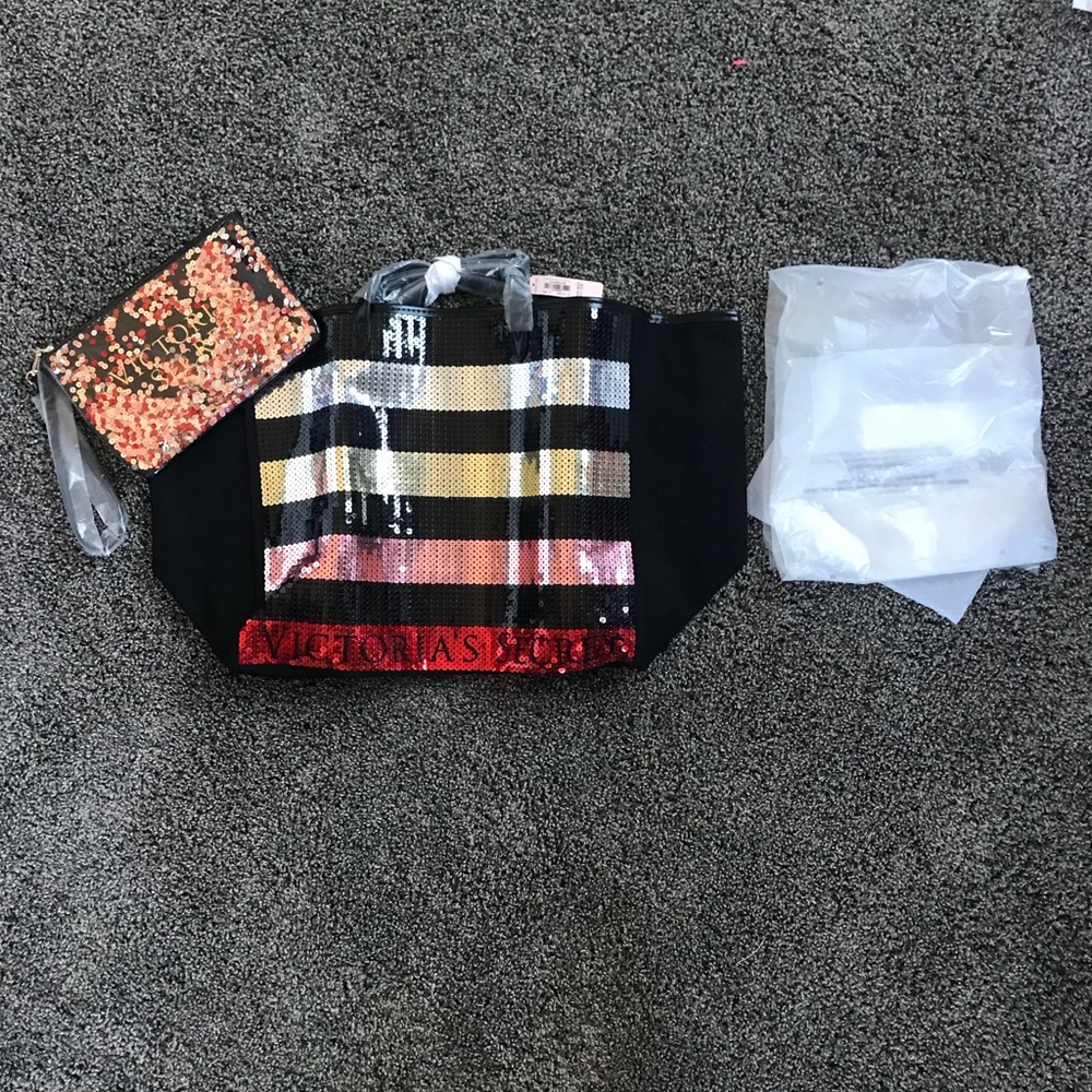 Brand New VS sequin bag and matching wristlet.